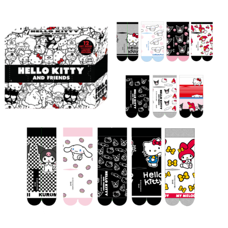 HELLO KITTY & Friends - Gift Box - 12 Paires de Chaussettes (T 35-41)FIGSOCKSHELLORED_1.png